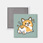 Hintern zuerst, Let's Nickerchen - Niedlicher Corg Magnet (Vorderseite/Rückseite)