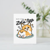 Hintern zuerst, Let's Nickerchen - Niedlicher Corg Postkarte (Stehend Vorderseite)