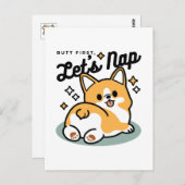 Hintern zuerst, Let's Nickerchen - Niedlicher Corg Postkarte (Vorne/Hinten)