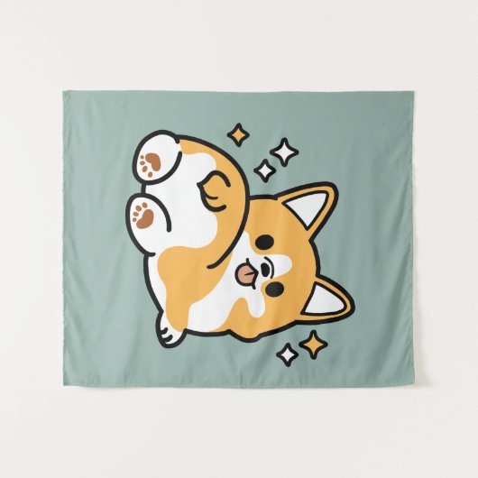 Hintern zuerst, Let's Nickerchen - Niedlicher Corg Wandteppich (Vorderseite (Horizontal))