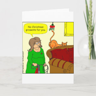 Hinternmistelzweig WeihnachtsCartoon der Katze x55 Feiertagskarte