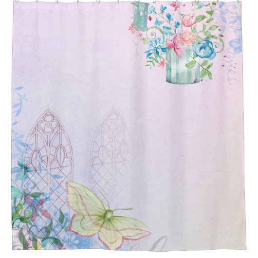 Hinterromantischer Schmetterling Duschvorhang (Vorderseite)