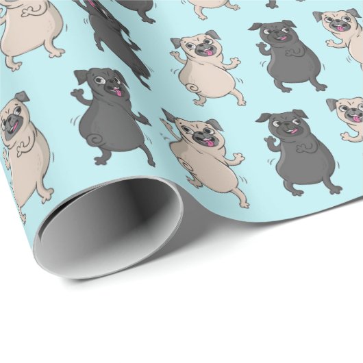 Hinterteil-Schüttel-ApparatMops-Welpen-Fehlschlag Geschenkpapier (Rolleneckpunkt)