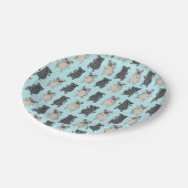 Hinterteil-Schüttel-ApparatMops-Welpen-Fehlschlag Pappteller (Schrägansicht)