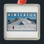 Hintertux - der Gefrorene Stab Silbernes Ornament<br><div class="desc">Ansicht des Gefrorene Stabs (gefrorene Wand) am Hintertux Gletscher-Skigebiet in Tirol,  Österreich</div>