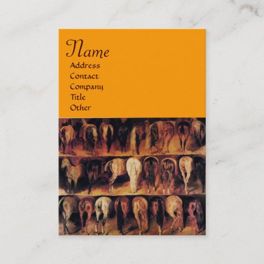 Hinterviertel von Pferden, braun-orange-gelb Visitenkarte (Vorderseite)