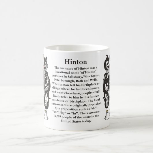 Hinton Familien-Wappen Tasse (Mittel)