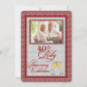 HINWEIS: 40. Ruby-JubiläumsDamast Einladung (Vorderseite)