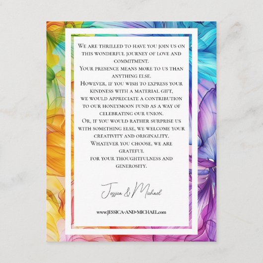 Hinweis auf die Geschenkkarte Ethereal Bloom Begleitkarte (Rückseite)