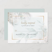 Hinweis auf farbige, weiße Peonies, grüne Folien Begleitkarte (Vorne/Hinten)