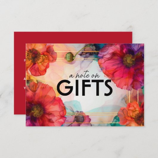 Hinweis auf Geschenke Scharlachrot Elegante Begleitkarte (Vorne/Hinten)