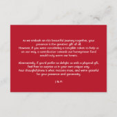 Hinweis auf Geschenke Scharlachrot Elegante Begleitkarte (Rückseite)