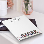 Hinweis aus dem Editor für Hübsche Wildblume Notizblock<br><div class="desc">Hübsches Notizzettel für Lehrer,  personalisiert mit dem Namen des Lehrers. Das Design zeichnet sich durch eine Grenze von hübschen Wildblumen und TEACHER in fett gedruckter Typografie und gefüllt mit einem Blumenmuster von wilden Blume. Bitte stöbern Sie in meiner Teacher Gifts Collection für weitere Geschenkideen.</div>
