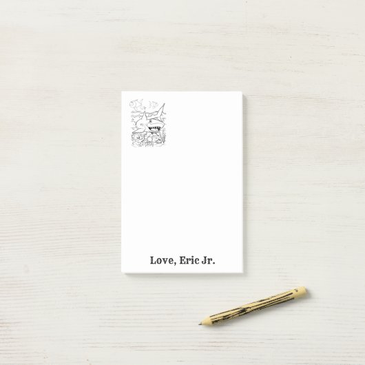 Hinweis: Fischfärbung von Haifischen Post-it Klebezettel (Auf Schreibtisch)