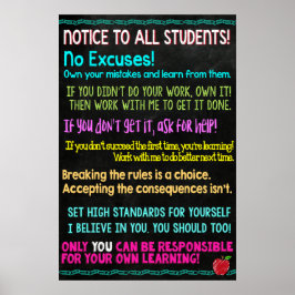 Hinweis für alle Schüler/innen in einem Klassenzim Poster