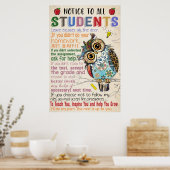 Hinweis für alle Schüler/innen in einem Klassenzim Poster (Küche)