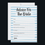 Hinweis für das Brautduschenspiel Blau Weiß<br><div class="desc">Blauer und weißer Bridal Advice Spiel für die Braut zu sein. Handgezeichnete weiße horizontale Streifen.</div>