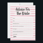 Hinweis für das Brautduschenspiel Pink White<br><div class="desc">Rosa und weiß Bridal Advice Spiel für die Braut zu sein. Handgezeichnete weiße horizontale Streifen.</div>