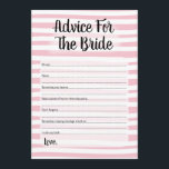 Hinweis für das Brautduschenspiel Pink White<br><div class="desc">Rosa und weiß Bridal Advice Spiel für die Braut zu sein. Handgezeichnete weiße horizontale Streifen.</div>