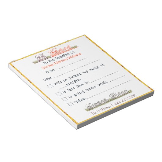 Hinweis für den Lehrer Notepad Notizblock (angewinkelt)