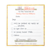 Hinweis für den Lehrer Notepad Notizblock (Vorderseite)