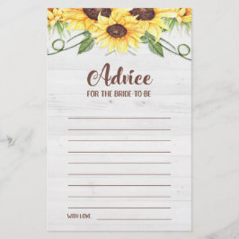 Hinweis für die Braut, Sonnenblumenduschkarte zu s