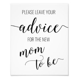 Hinweis für die Mama, Babydusche zu signieren Fotodruck