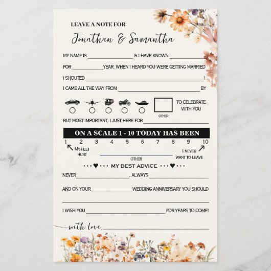 Hinweis für die Wildblumen eines Ehepaars Flyer (Vorne)