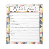 Hinweis für Lehrer Notepad, Schulabwesenheit Entsc Notizblock (Vorderseite)