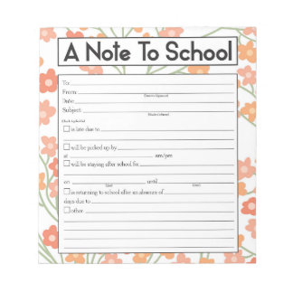 Hinweis für Lehrer Notepad, Schulabwesenheit Entsc Notizblock