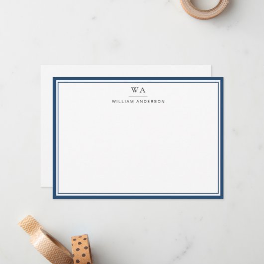 Hinweis für Mit Monogramm blaue Magensonde Mitteilungskarte (Vorderseite/Rückseite Beispiel)