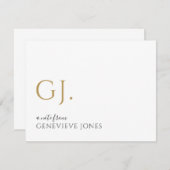 Hinweis für moderne Goldinitialen Mitteilungskarte (Vorne/Hinten)