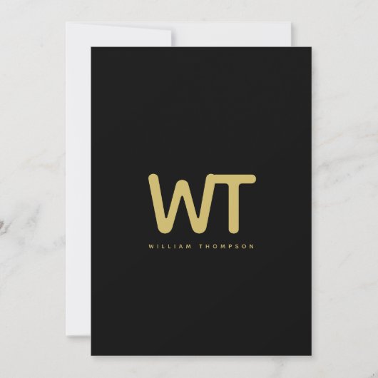 Hinweis für personalisierte Schwarze-Gold-Initiale Dankeskarte (Vorderseite)