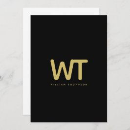 Hinweis für personalisierte Schwarze-Gold-Initiale Dankeskarte