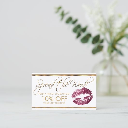 Hinweis für Wein Glitzer Lipstick Empfehlungskarte (Stehend Vorderseite)