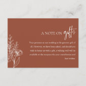 Hinweis: Geschenke Terracotta Boho Hochzeit wünsch Begleitkarte (Vorderseite)