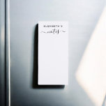 Hinweis Kalligrafie Minimalistisch White Magnetischer Notizblock<br><div class="desc">Bleibe stilvoll mit diesem personalisierten Magnetnotepad, das für alle gedacht ist, die sowohl Funktionalität als auch Ästhetik schätzen. Dieses Notizblock mit seinem eleganten, modernen serifenlosen Schriftart ist so elegant wie praktisch. Die Überschrift "Notizen" ist elegant in moderner Kalligrafie gefertigt und fügt Ihren Alltagsgewohnheiten eine Touch der Eleganz hinzu. Dieses Notizblock...</div>