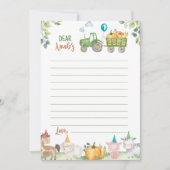 Hinweis-Karte der grünen Traktorenfarm Dankeskarte (Vorderseite)