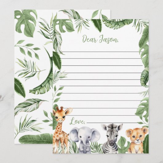 Hinweis-Karte für Safari Animals Time Kapsel Dankeskarte (Vorne/Hinten)