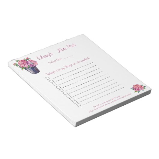 Hinweis Pad 5.5x6; Peonies-Dinge, die ausgeführt w Notizblock (angewinkelt)