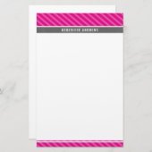 HINWEIS PAPER Diagonalstreifen fett grau hellrosa Briefpapier (Vorne/Hinten)