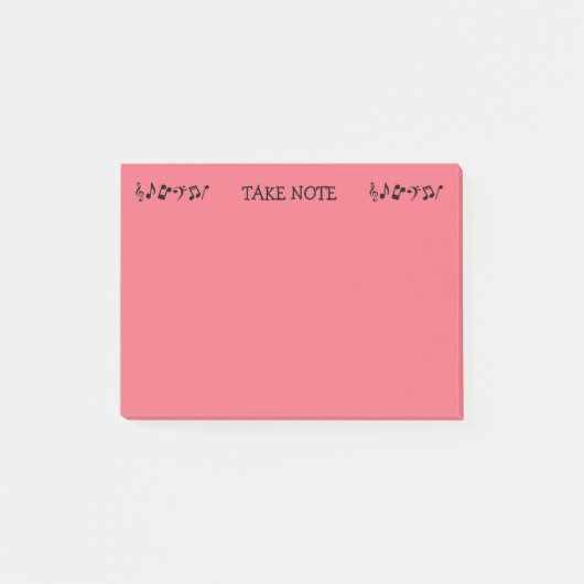 Hinweis Rote Musiknoten Post-it Klebezettel (Vorderseite)