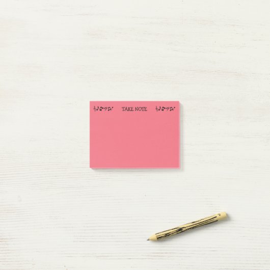 Hinweis Rote Musiknoten Post-it Klebezettel (Auf Schreibtisch)