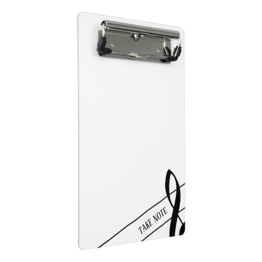 Hinweis Treble Clef Mini-Zwischenablage Mini Klemmbrett (Schrägansicht)