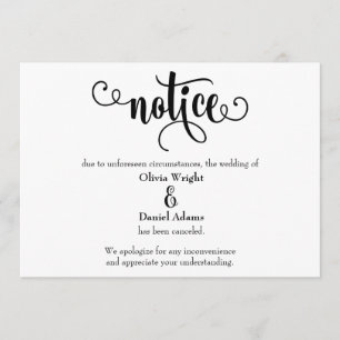 Hinweis Typografie Abgesagte Hochzeitsanzeige Einladung