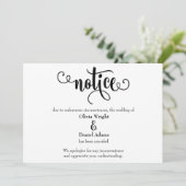 Hinweis Typografie storniert Hochzeitsankündigung Einladung (Stehend Vorderseite)