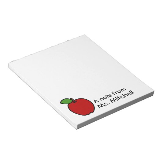 Hinweis von Lehrer - Red Apple - Personalisiert Notizblock (angewinkelt)
