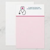Hinweis von Nurse Stethoscope und Herz Briefpapier (Vorne/Hinten)