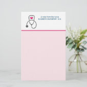 Hinweis von Nurse Stethoscope und Herz Briefpapier (Stehend Vorderseite)