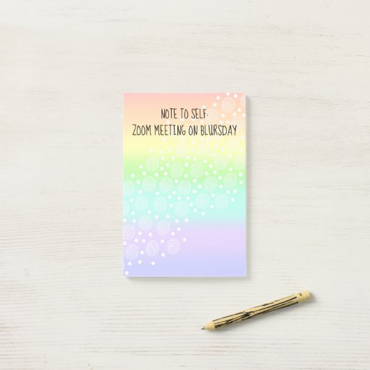 Hinweis zu den selbst-Blursday-Rainbow-Post-It-Not Post-it Klebezettel (Auf Schreibtisch)